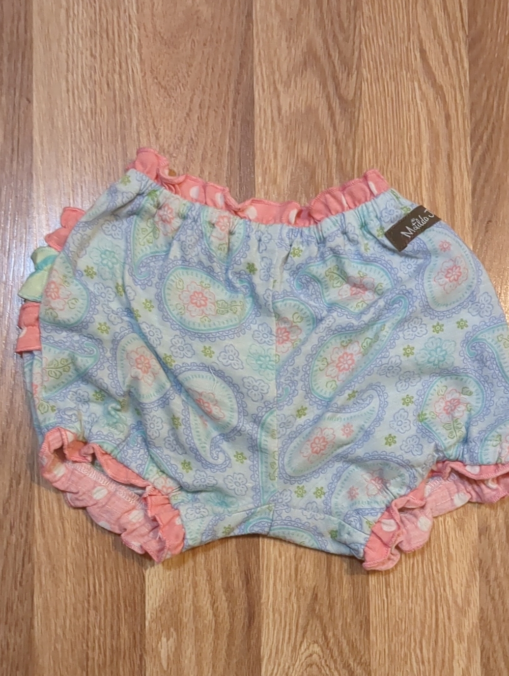 Matilda Jane Pastel Paisley Ruffle Diaper Cover - Coral Trim